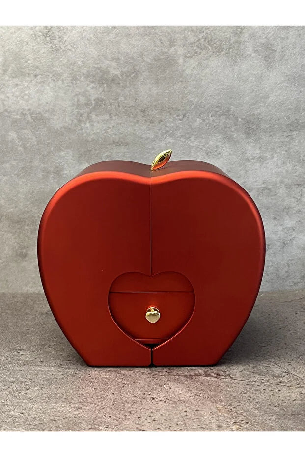 Hediyelik Takı Kutusu Açılır Kalp ve Kurutulmuş Gül