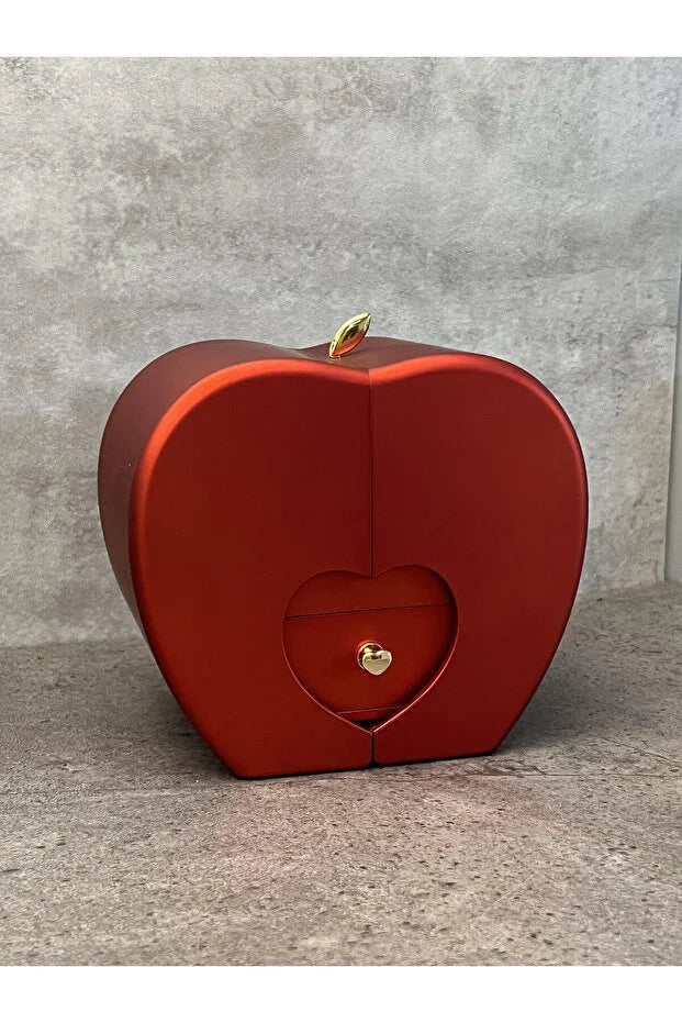 Hediyelik Takı Kutusu Açılır Kalp ve Kurutulmuş Gül