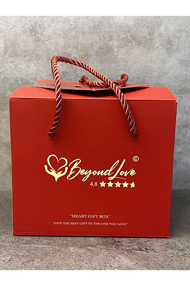 Hediyelik Takı Kutusu Açılır Kalp ve Kurutulmuş Gül