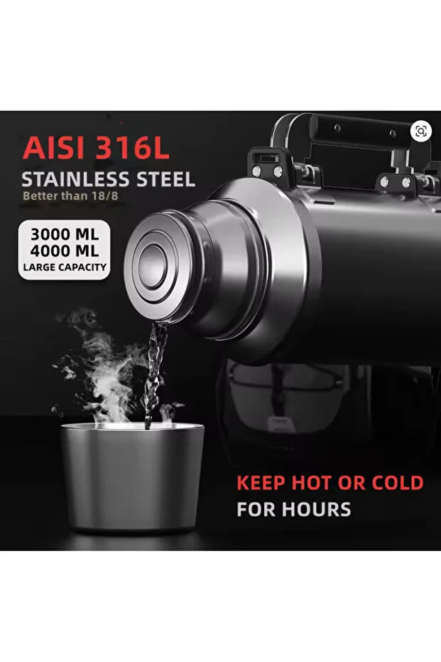 NRMEI 4lt Paslanmaz Kamp Termosu ve Taşıma Çantası