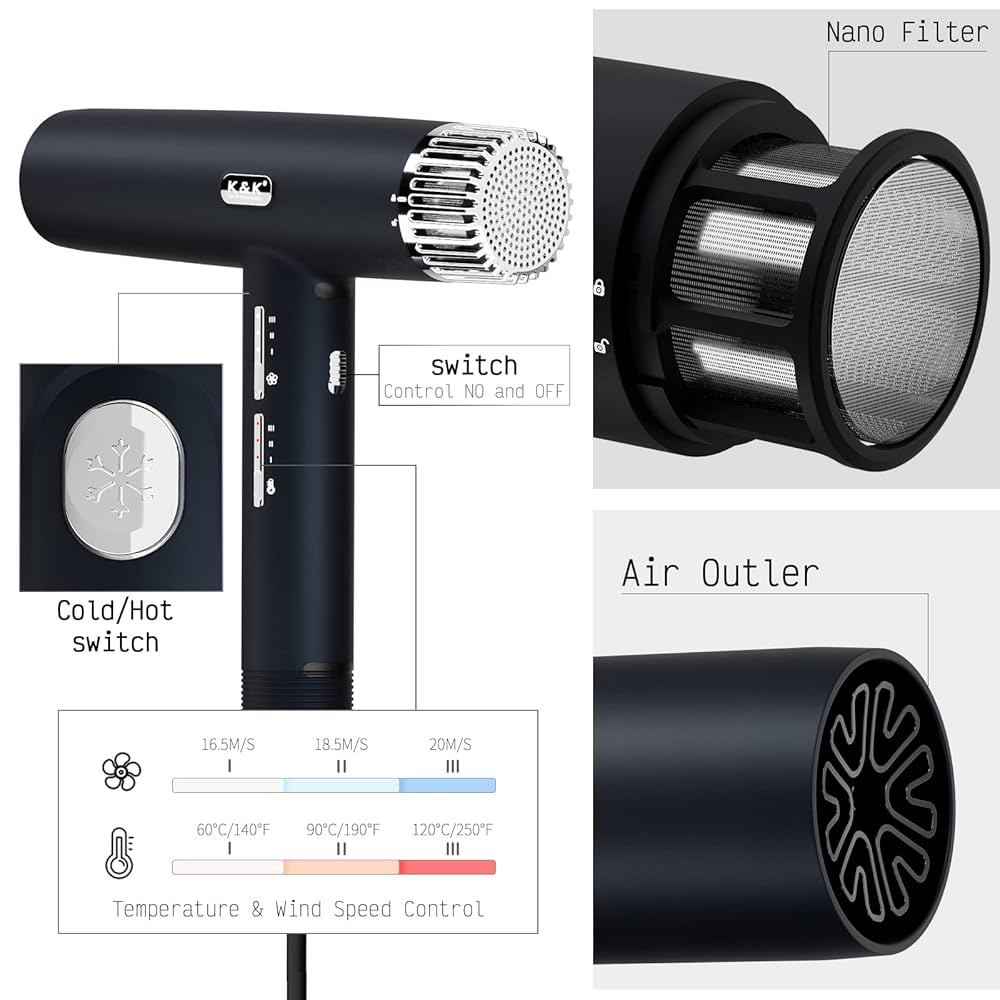 Negatif iyon K1 Profesyonel Saç Kurutma Makinesi 1800w 11000rpm