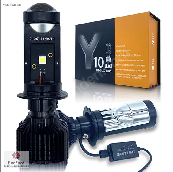 Canbus Y10 Led Lens Projektör Araç Ampülü H4 H7