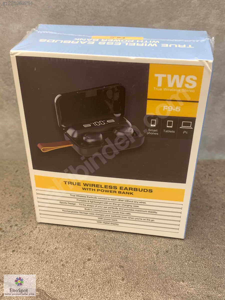 TWS F9-5 Kulakiçi Kulaklık Powerbankli Çift Mikrofonlu 15 Adet