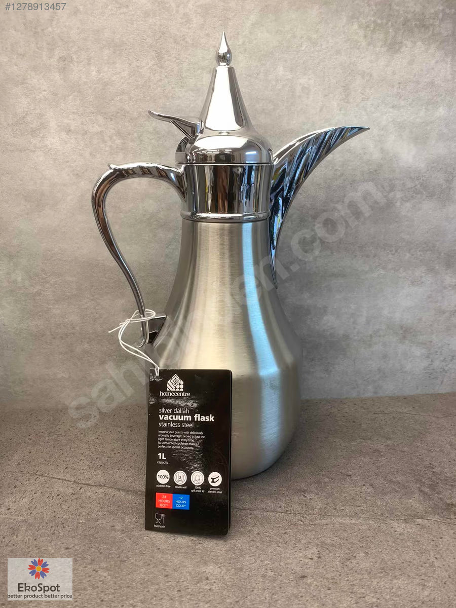 HomeCentre Silver Dallah Vacuum Flask 1lt Termos