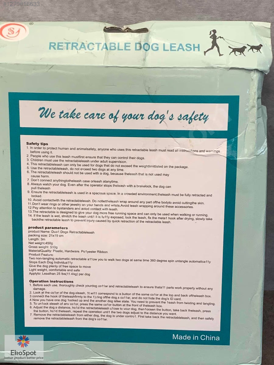 Geri Sarmalı Işıklı 3mt İkili Tasma