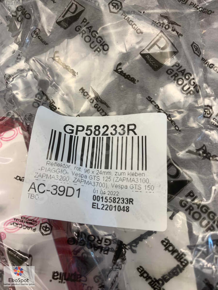 VESPA V50 96x24mm PIAGGIO Kırmızı Reflektör GP58233R