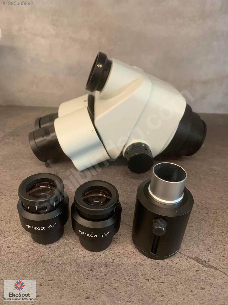 Trinoküler Stereo Mikroskop Başlığı + 10x/20 Oküler Set