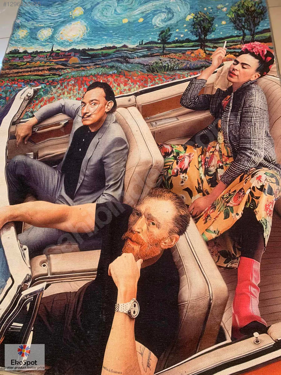 Frida Kahlo Salvador Dali Vincent Van Gogh Duvar Halısı 160x220cm