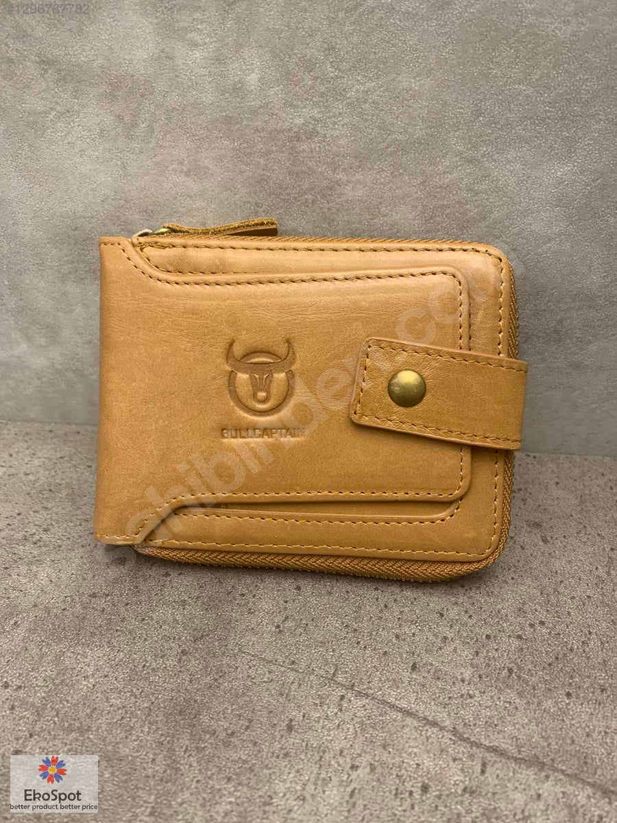 BullCaptain Hakiki Deri Cüzdan 12x10cm Taba Renk