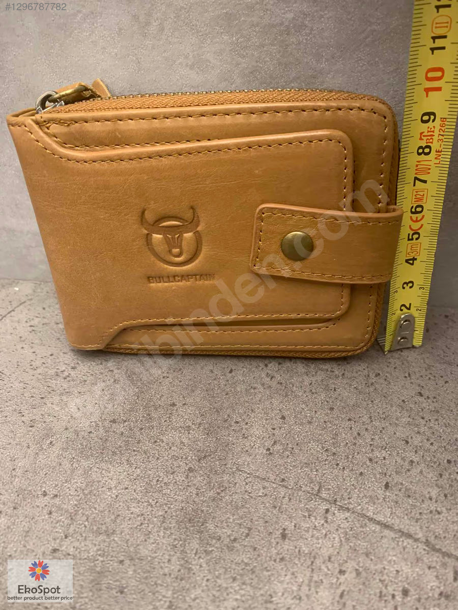 BullCaptain Hakiki Deri Cüzdan 12x10cm Taba Renk