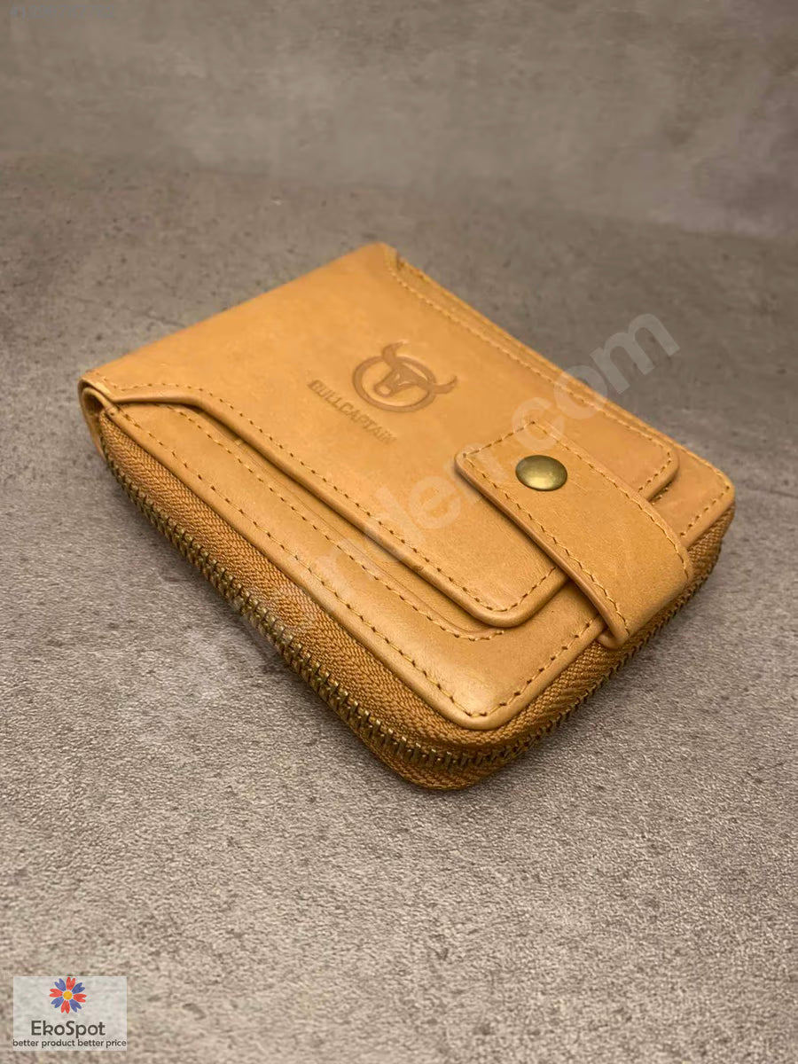 BullCaptain Hakiki Deri Cüzdan 12x10cm Taba Renk