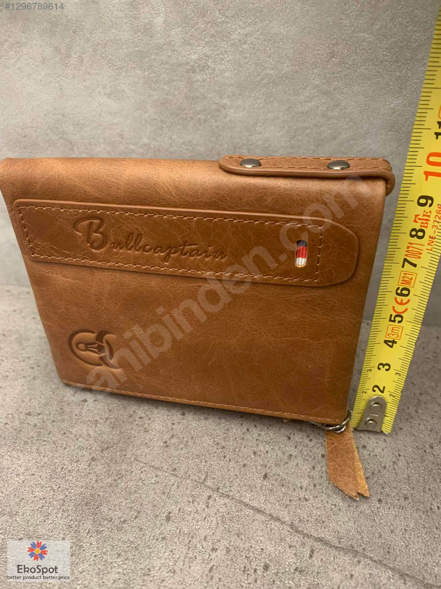 BullCaptain Hakiki Deri Cüzdan 12x10cm KahveRengi