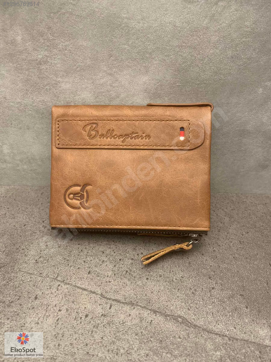 BullCaptain Hakiki Deri Cüzdan 12x10cm KahveRengi