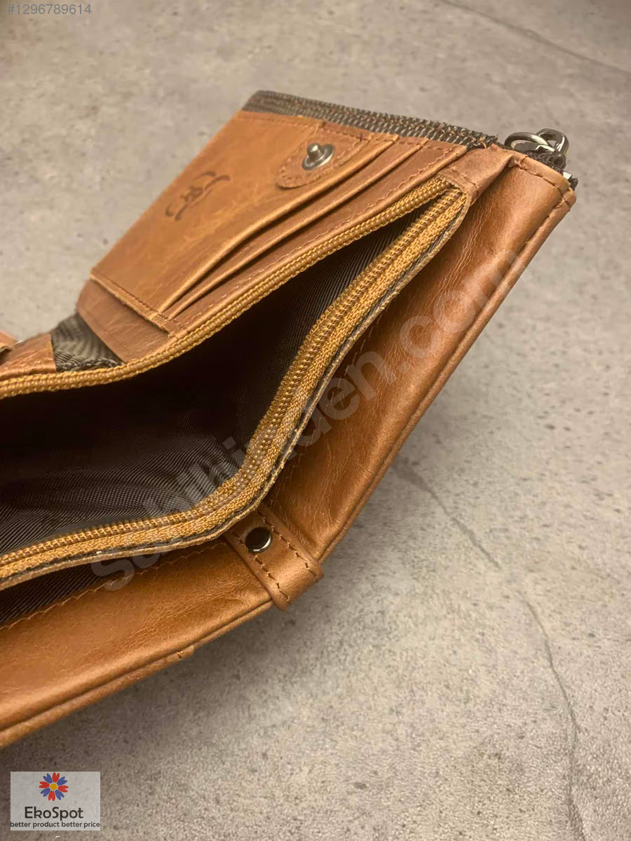 BullCaptain Hakiki Deri Cüzdan 12x10cm KahveRengi