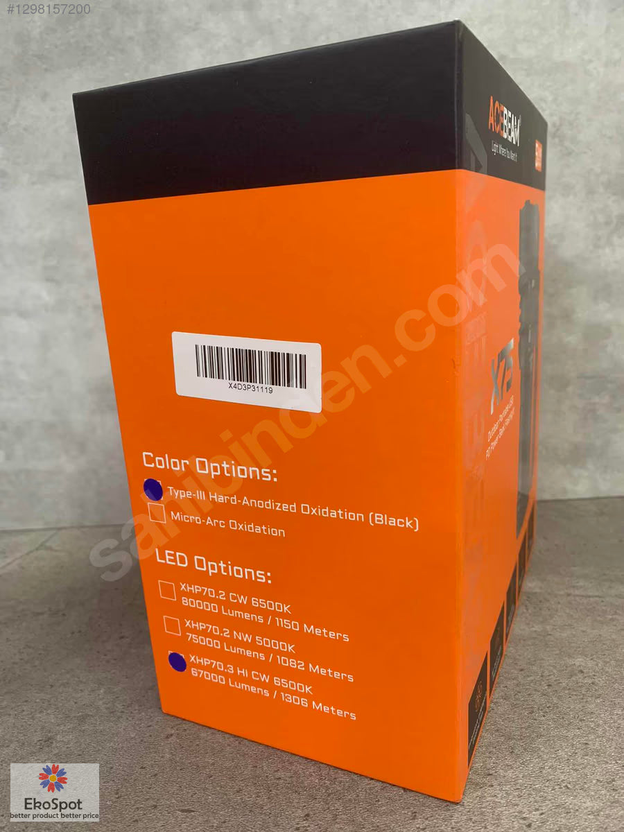 Acebeam X75 El Feneri Powerbank 12xCR XHP70.3 HI 6500K 67000 lm